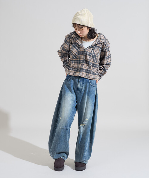 ブラウス シャツ Foxfire × FREAK'S STORE/フォックスファイヤー 別注 フード付き ネルシャツ レディース | FREAK'S STORE | 23