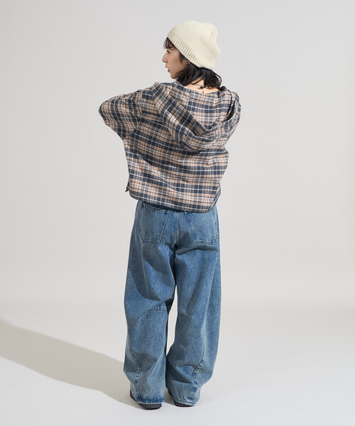 ブラウス シャツ Foxfire × FREAK'S STORE/フォックスファイヤー 別注 フード付き ネルシャツ レディース | FREAK'S STORE | 21
