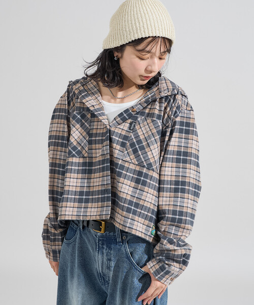 ブラウス シャツ Foxfire × FREAK'S STORE/フォックスファイヤー 別注 フード付き ネルシャツ レディース | FREAK'S STORE | 19
