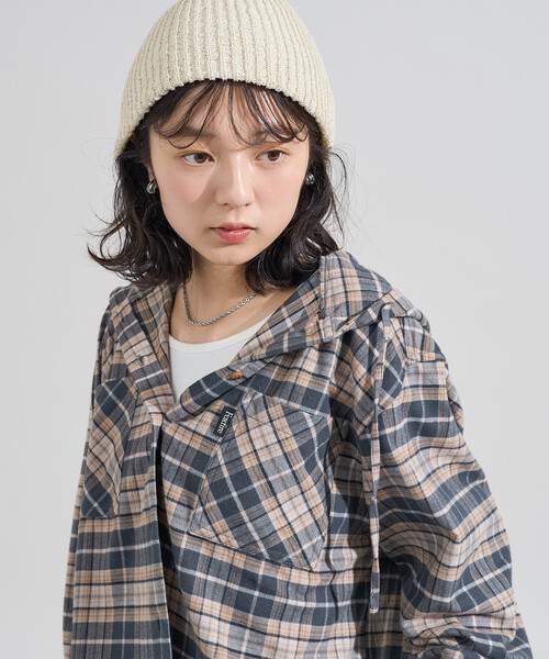 ブラウス シャツ Foxfire × FREAK'S STORE/フォックスファイヤー 別注 フード付き ネルシャツ レディース | FREAK'S STORE | 16