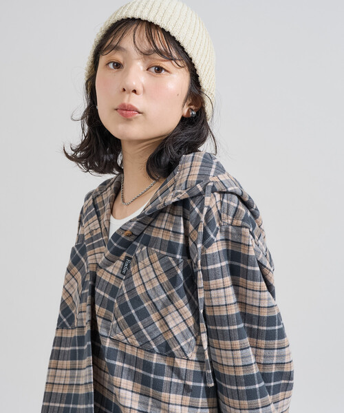 ブラウス シャツ Foxfire × FREAK'S STORE/フォックスファイヤー 別注 フード付き ネルシャツ レディース | FREAK'S STORE | 15
