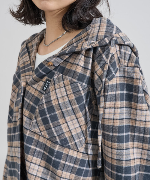 ブラウス シャツ Foxfire × FREAK'S STORE/フォックスファイヤー 別注 フード付き ネルシャツ レディース | FREAK'S STORE | 13