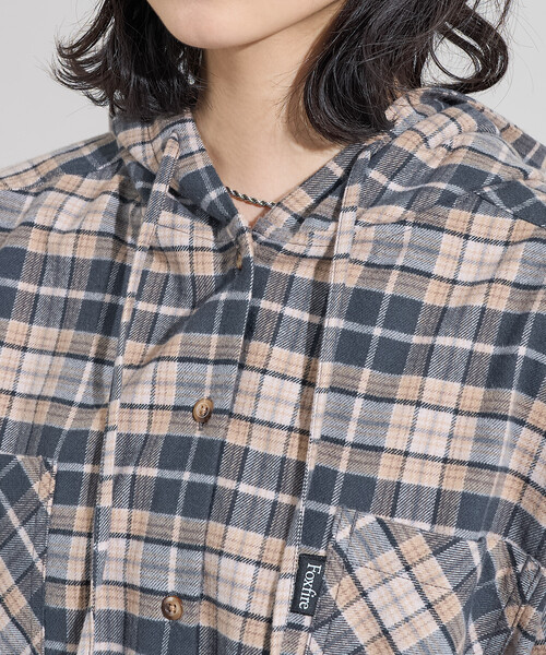 ブラウス シャツ Foxfire × FREAK'S STORE/フォックスファイヤー 別注 フード付き ネルシャツ レディース | FREAK'S STORE | 08