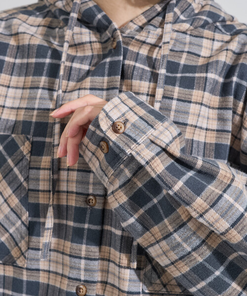 ブラウス シャツ Foxfire × FREAK'S STORE/フォックスファイヤー 別注 フード付き ネルシャツ レディース | FREAK'S STORE | 05