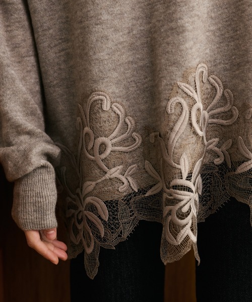 今期☆ROSSO レース刺繍KNITプルオーバー URBAN RESEARCH ROSSO WOMEN（アーバンリサーチ ロッソ）の「ROSSO