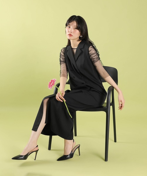 Kana パーティードレス ドレス ロングジレ ワンピース チュール