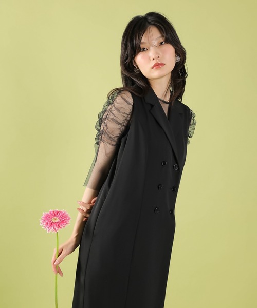 Kana ドレス ロングジレ ワンピース チュール トップス スカート 3点