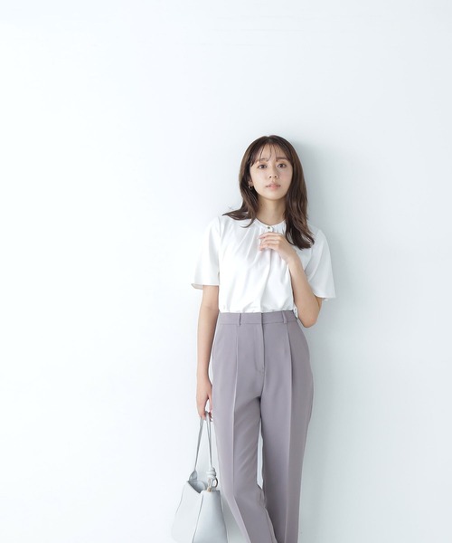 「NATURAL BEAUTY BASIC」 半袖ブラウス SMALL チャコールグレー レディース_画像7
