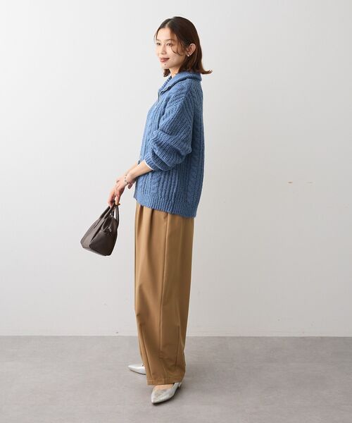 Green Parks（グリーンパークス） カーディガン 衿付きケーブルzip