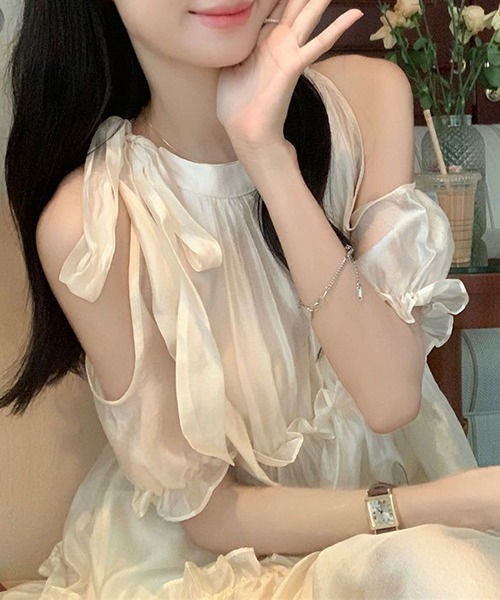 「gossip!ロサンゼルス」 半袖ワンピース M オフホワイト レディース_画像4