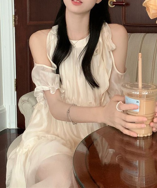 「gossip!ロサンゼルス」 半袖ワンピース M オフホワイト レディース_画像6