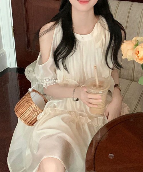 「gossip!ロサンゼルス」 半袖ワンピース M オフホワイト レディース_画像7