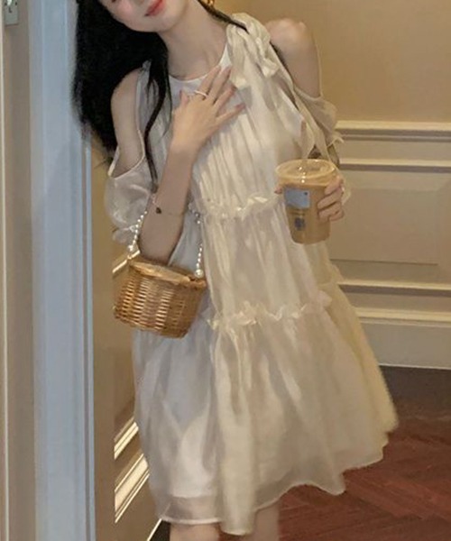 「gossip!ロサンゼルス」 半袖ワンピース M オフホワイト レディース_画像8