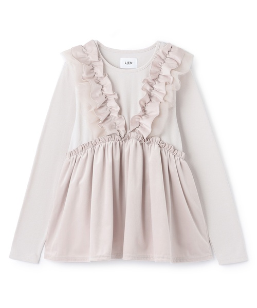 petit main LIEN ブラウス シャツ 「親子リンク」ドッキングフリル