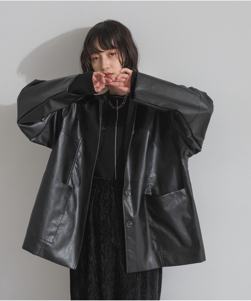 OandI（オーアンドアイ） コート アウター ボア付きフェイクレザー