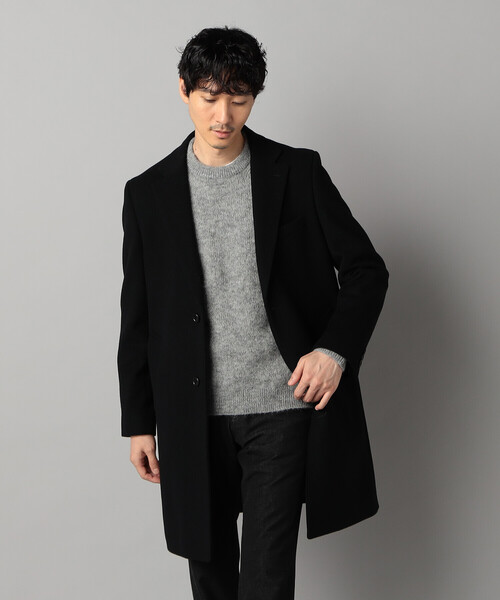 COMME CA MEN ブラック チェスターコート S COMME CA MEN（コムサメン） チェスターコート コート 尾州産 ウール