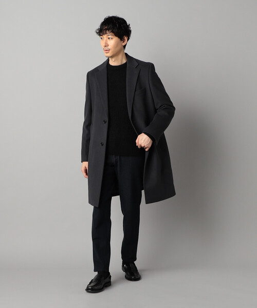 COMME CA MEN コムサメン　ブラック チェスターコート LL COMME CA MEN（コムサメン） チェスターコート コート 尾州産 ウール