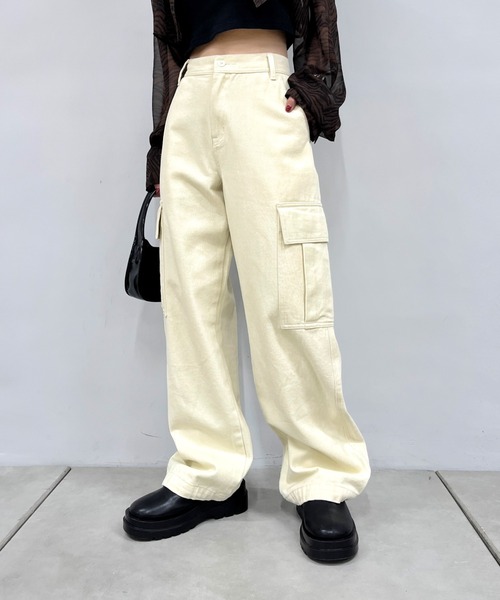 「WHO'S WHO gallery」 カーゴパンツ FREE カーキ レディース_画像2