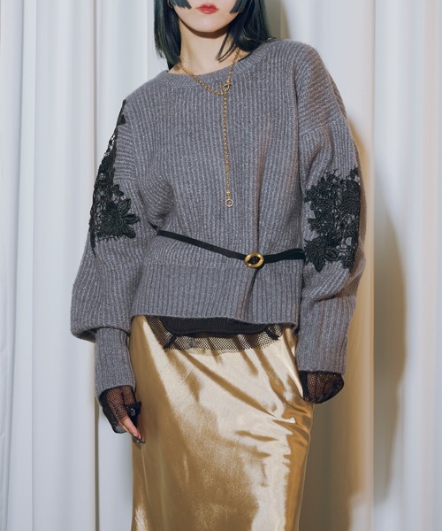 「Ezick」 長袖ニット FREE ブラック レディース_画像9