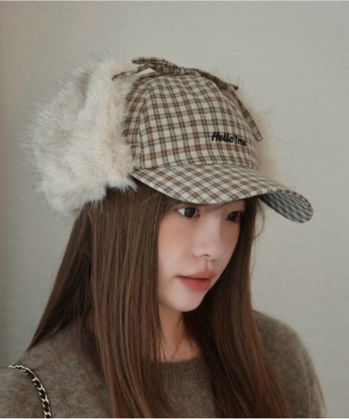 キャップ 帽子 チェック柄フライトキャップ レディース : ZOZOTOWN