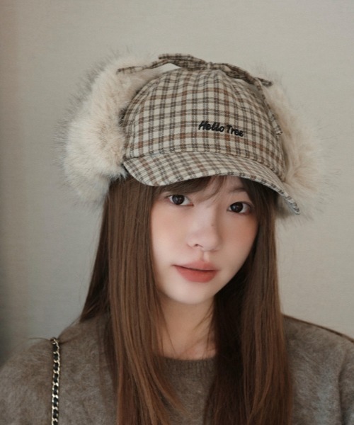 キャップ 帽子 レディース チェック柄フライトキャップ : ZOZOTOWN