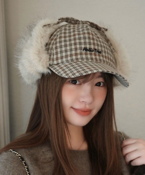 キャップ 帽子 チェック柄フライトキャップ レディース : ZOZOTOWN