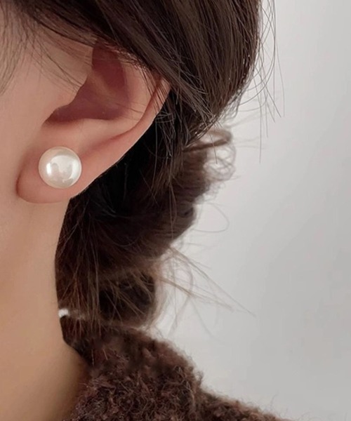 パール スタッドピアス ホワイト yu-ka ピアス YU-KA:シンプルパールスタッドピアス simple Pearl stud