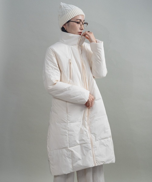 ダウンジャケット　ロング丈 ベーシックタフタ ロングダウンコート/撥水加工(ダウンジャケット