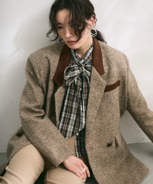 ジャケット テーラードジャケット バイカラーメランジテーラード