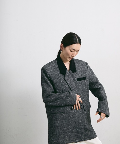 Rebecca Minkoff／トリアセテート／バイカラー テーラードジャケット アウトレットme-out-1801jg】ジャケット,レディース,ニット素材七分丈