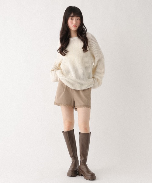 Heather（ヘザー） ニット セーター ベロアリボンチュニックニット