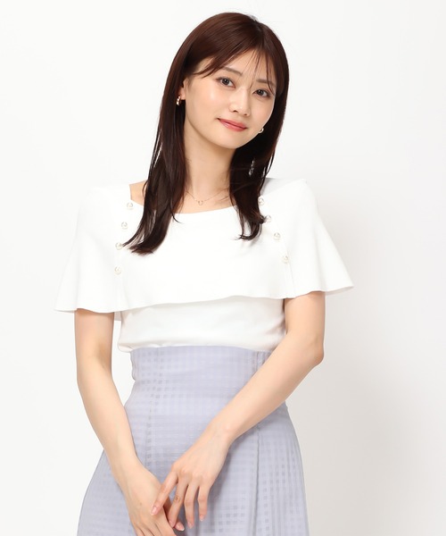 「MISCH MASCH」 ノースリーブニット フリ- ピンク レディース_画像2