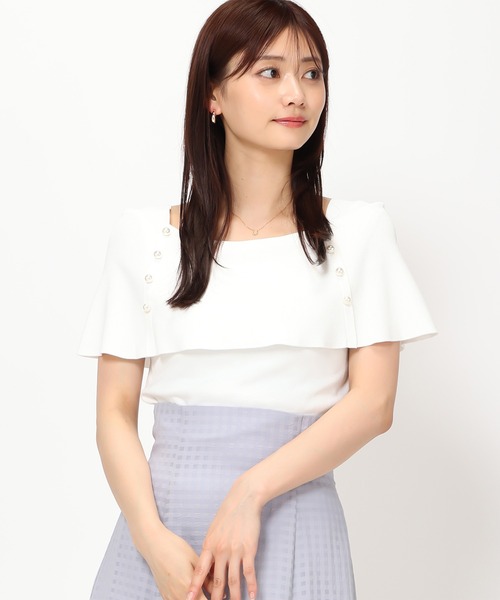 「MISCH MASCH」 ノースリーブニット フリ- ピンク レディース_画像4