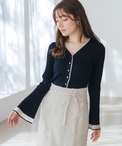 MISCH MASCH カーディガン 【新品】オフホワイト ネイビー 2着 MISCH MASCH（ミッシュマッシュ） カーディガン 2026春夏新作 ラメ