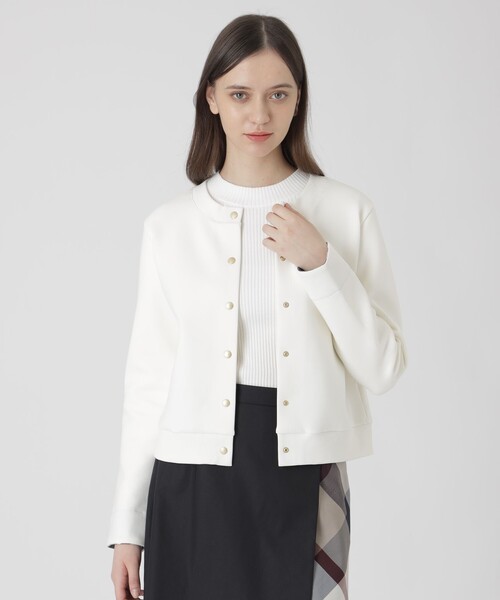 ホワイト 長袖 カーディガン ボタン付き BLUE LABEL CRESTBRIDGE（ブルーレーベルクレストブリッジ