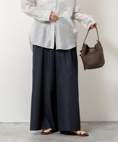ワイドパンツ パンツ 「新色追加/一部WEB限定サイズあり」ウォッシャブルエクセルテックタンブラー2タックワイドパンツ レディースの画像
