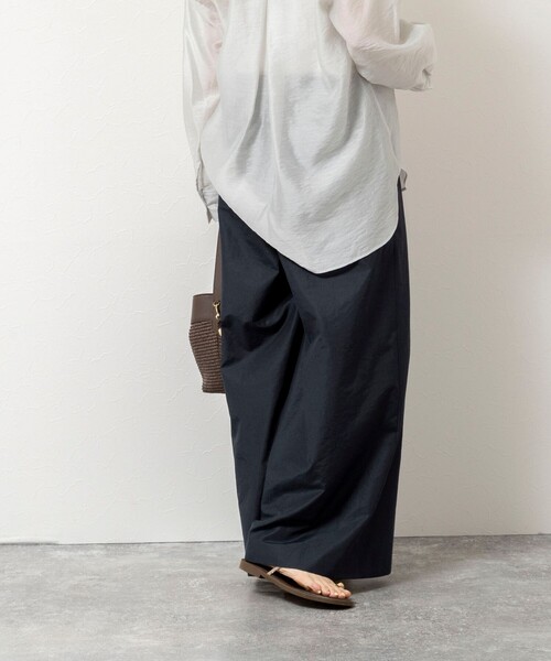 ワイドパンツ パンツ 「新色追加/一部WEB限定サイズあり」ウォッシャブルエクセルテックタンブラー2タックワイドパンツ レディースの画像
