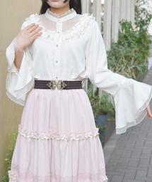 axes femme（アクシーズ ファム） ブラウス シャツ ドットチュール姫袖