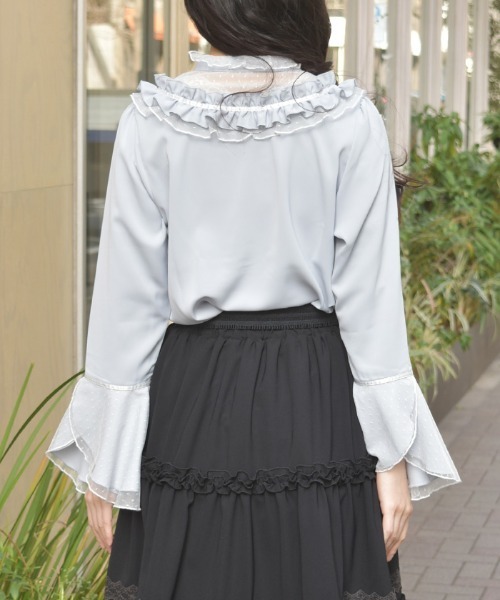 axes femme（アクシーズ ファム） ブラウス シャツ ドットチュール姫袖