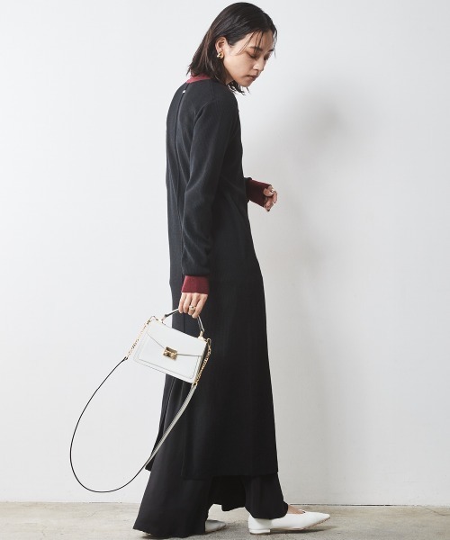 「CHIC STYLE」 ニットワンピース 4L バーガンディー レディース_画像9
