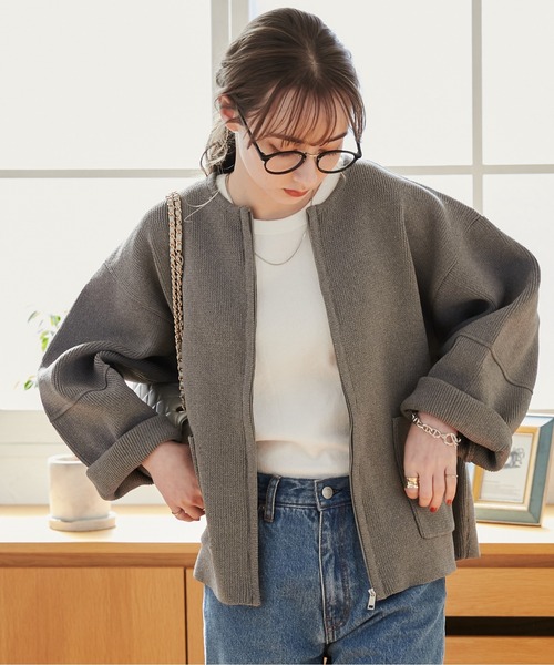 「ANGIE」 ニットカーディガン FREE オレンジ レディース_画像8