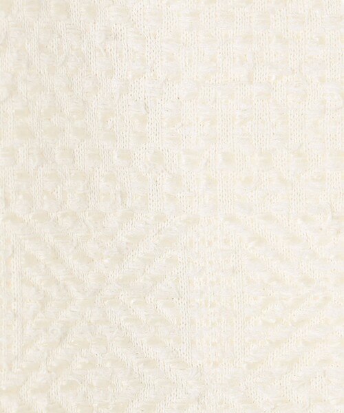 ジャケット ノーカラージャケット インレイパターン クロップドニットジャケット レディースの画像
