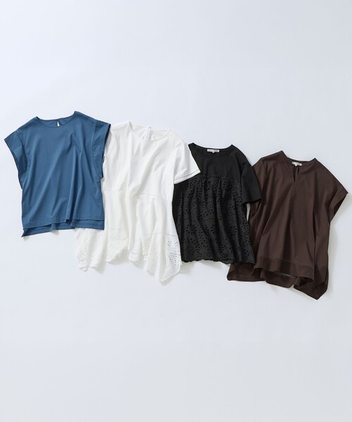 23区（ニジュウサンク） tシャツ 半袖 カットワークエンブロイダリー