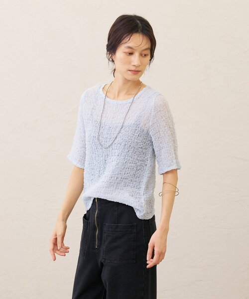 tシャツ シャーリングプルオーバー レディースの画像