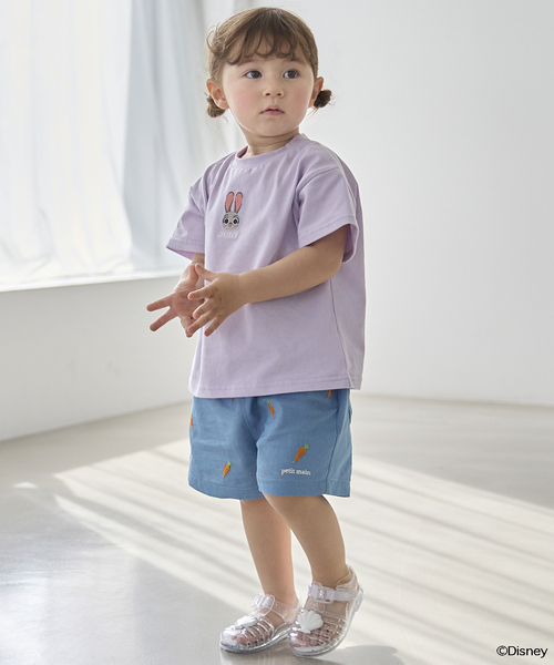 petit main ハーフパンツ パンツ 「ズートピア」刺しゅうハーフパンツ