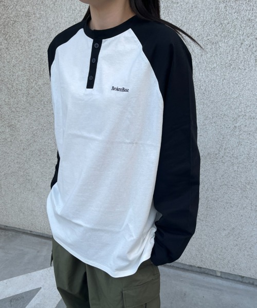 「BROKEN BASE」 長袖Tシャツ MEDIUM ネイビー メンズ_画像3