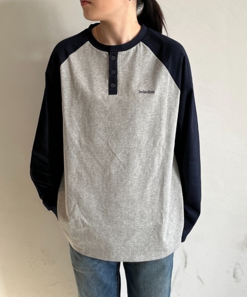 「BROKEN BASE」 長袖Tシャツ MEDIUM ネイビー メンズ_画像8