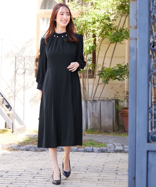 「alotta」 長袖ワンピース LL ネイビー レディース_画像3