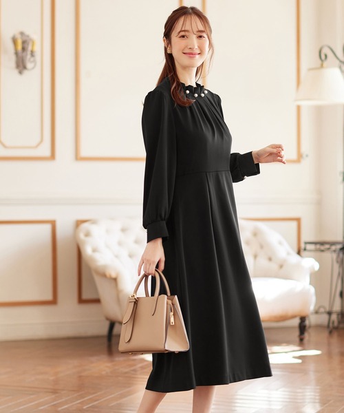 「alotta」 長袖ワンピース LL ネイビー レディース_画像4