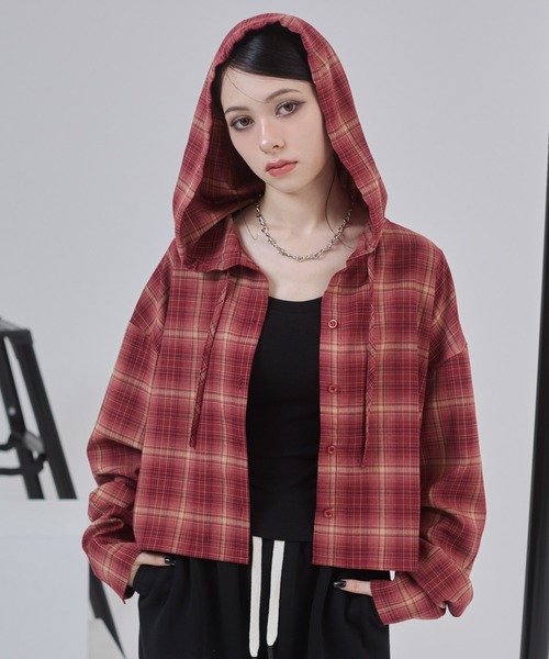 「ENVYM」 長袖シャツ FREE レッド レディース_画像4